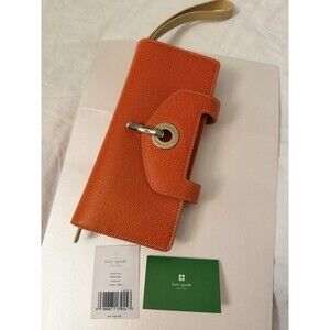 Kate Spade Dominique Tarrytown Wristlet Wallet Orange Pebbled Leather Turnlock